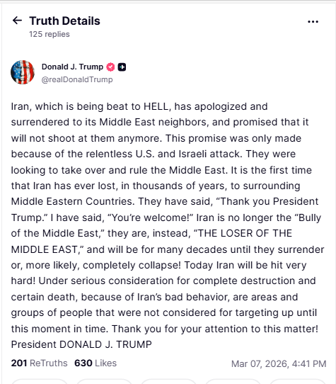 donald trump mocks iran apology gulf nations war middle east