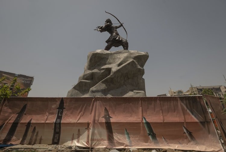 A statute of Arash the Archer, aka Arash Kamangir, is a celebrated Persian hero, representing patriotism and self-sacrifice.