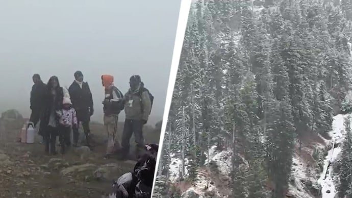 Fresh snowfall across Gulmarg, Shopian