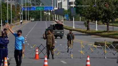 Pakistan capital Islamabad placed under lockdown.