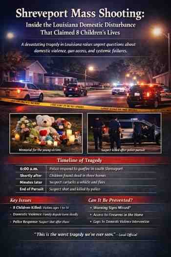 8 children shot and killed, 2 wounded in Louisiana domestic disturbance Timeline