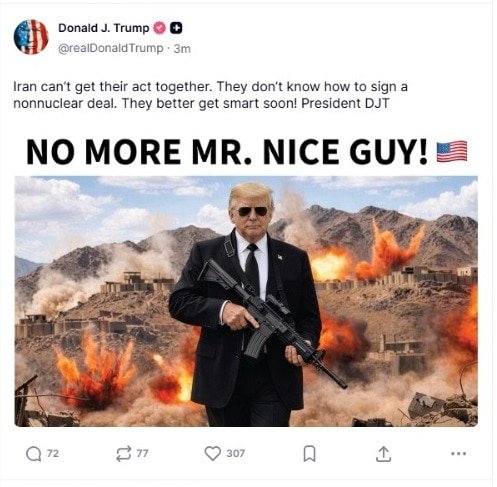 Taking to Truth Social, he said, “Iran can’t get their act together. They don’t know how to sign a non-nuclear deal. They better get smart soon! President DJT.”