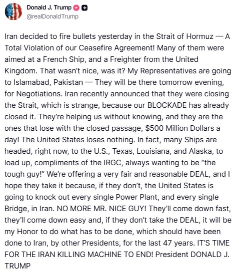 In his Truth Social post