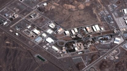 This satellite image provided by Vantor shows the Natanz nuclear complex in Iran on March 7, 2026, with no new damage seen at the facility or the tunnels.