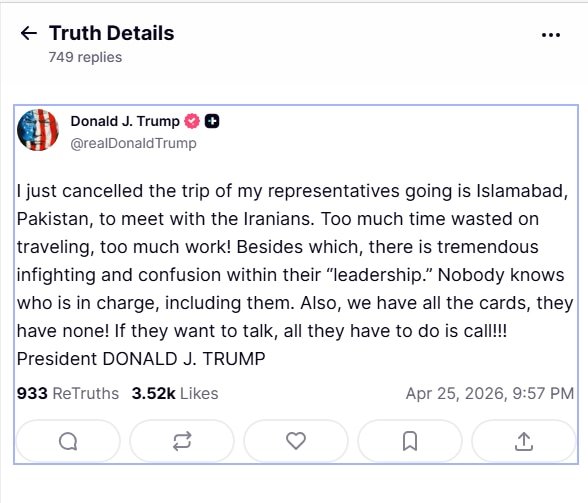 Trump wrote on the social media platform.