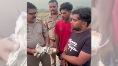 Police gathered the scattered notes and brought them to the station for counting.