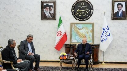 Iranian Parliament Speaker Mohammad Bagher Ghalibaf meets with Pakistan's Interior Minister Mohsin Naqvi, in Tehran. Iranian Parliament Speaker Mohammad Bagher Ghalibaf meets with Pakistan's Interior Minister Mohsin Naqvi, in Tehran.