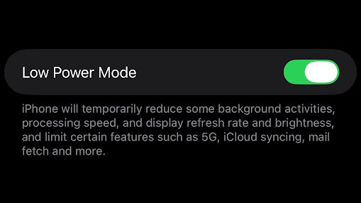 The low power mode toggle in iOS 26