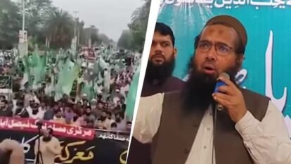 Pak terrorist Hafiz Abdul Rauf addressing a gathering.
