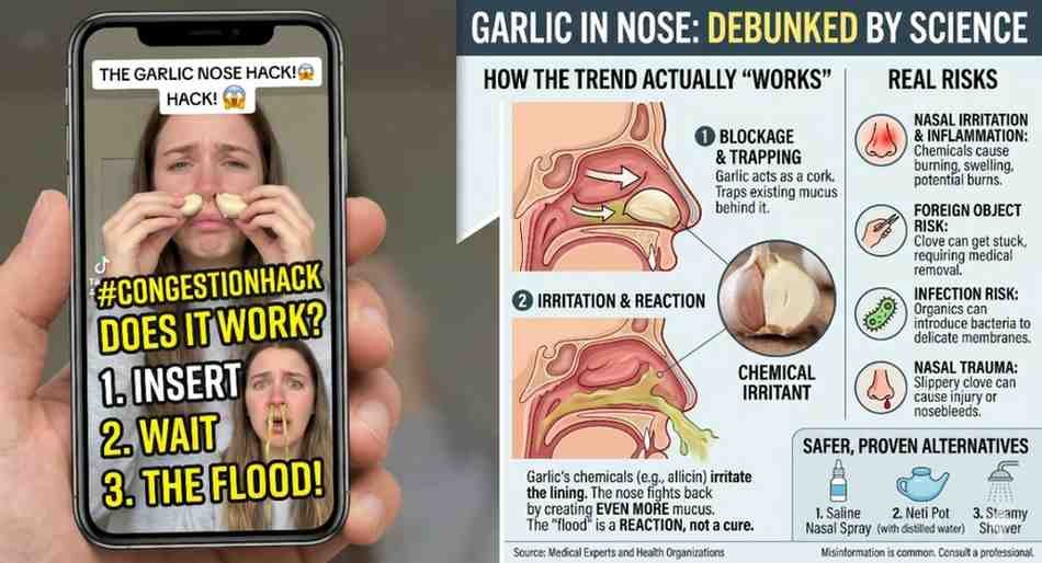 TikTok Garlic-in-Nose Trend: Does It Really Clear Congestion or Cause Harm?