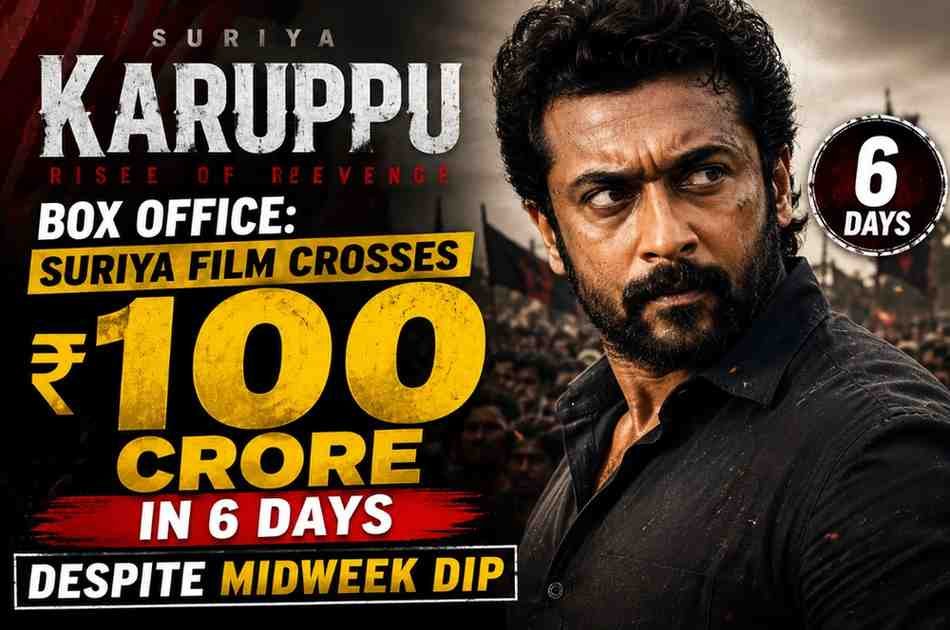 Karuppu Box Office: Suriya Film Crosses ₹100 Crore in 6 Days Despite Midweek Dip