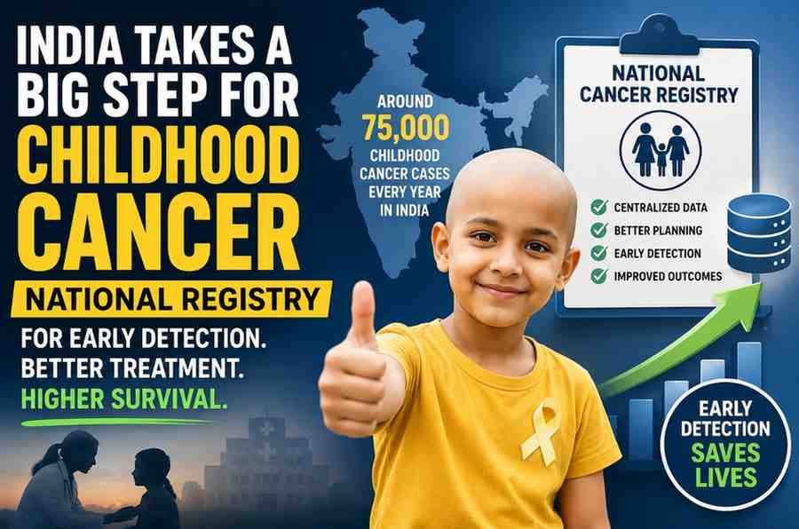 • India records around 75,000 childhood cancer cases annually, many diagnosed late. • A national registry will centralize data to improve diagnosis and treatment. • Lack of reliable data currently limits effective healthcare planning. • The initiative could significantly boost survival rates through early detection.