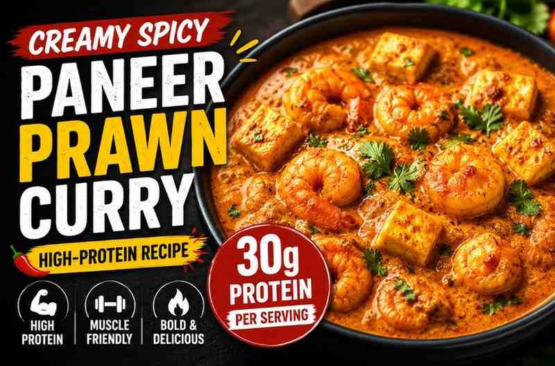Creamy Spicy Paneer Prawn Curry: High Protein Recipe with 30g Protein per Serving