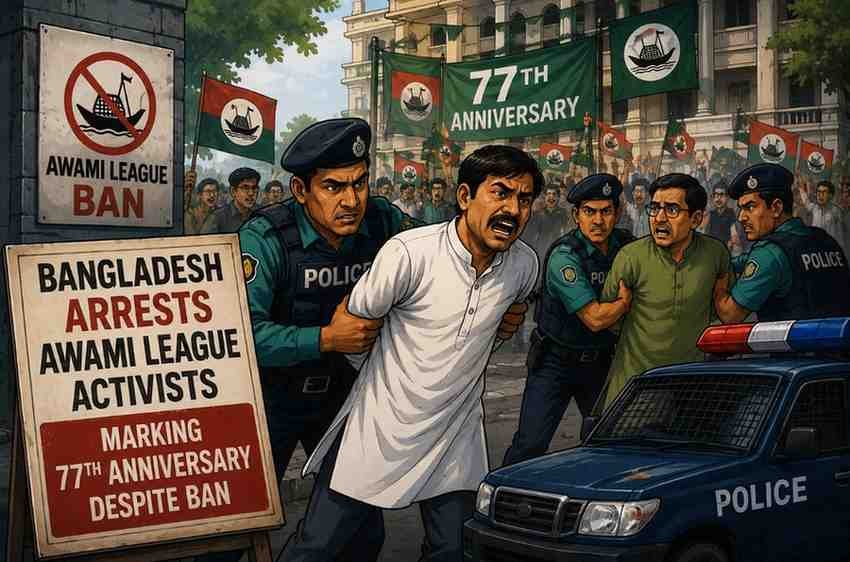 Bangladesh arrests Awami League activists marking 77th anniversary despite ban