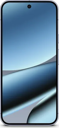 Google Pixel 10 Pro XL in Porcelain against a blue background with a green neon Android figurine in the background