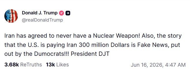 The post came a day after the United States and Iran signed a preliminary agreement