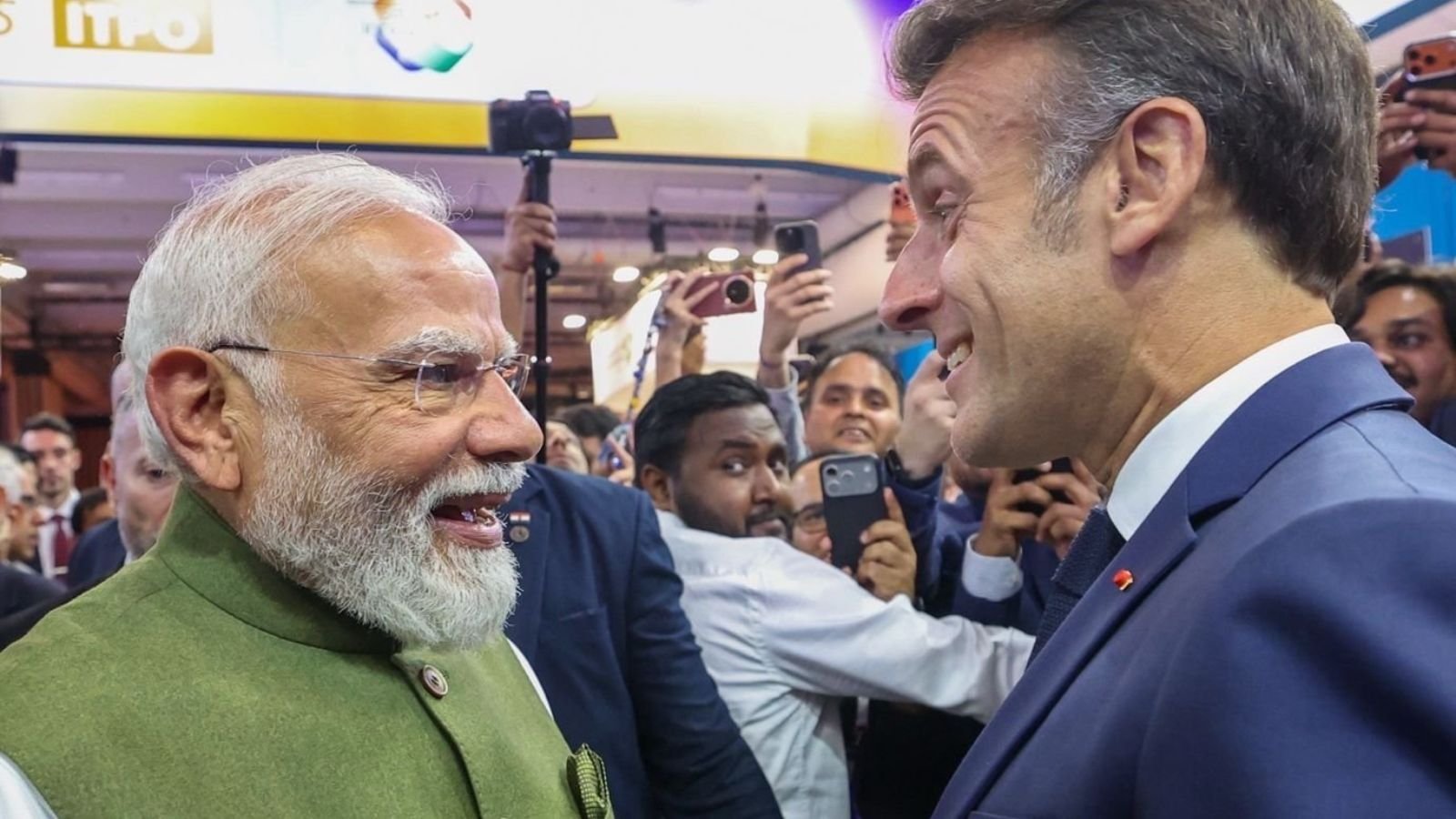 Prime Minister Narendra Modi with French President Emmanuel Macron.