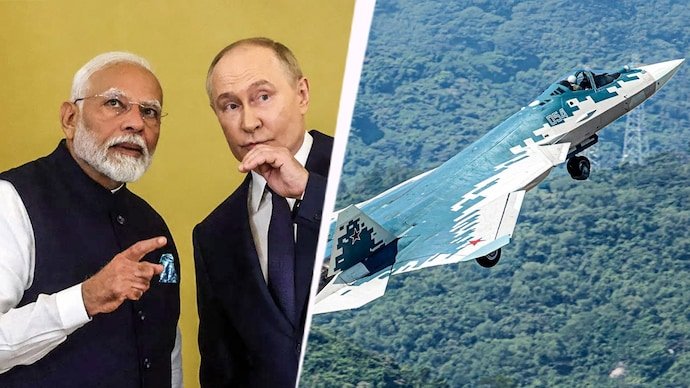 PM Modi, Putin and Su-57 jet