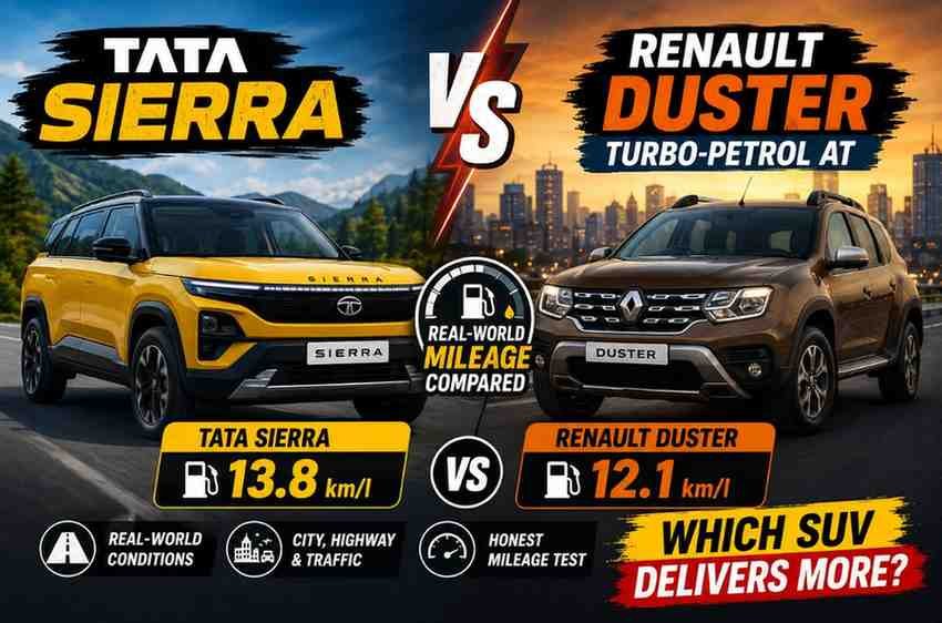 Tata Sierra vs Renault Duster turbo-petrol AT: Real-world mileage compared