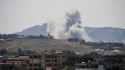 Smoke billows from southern Lebanon, following Israeli strikes, as seen from Nabatieh, Lebanon, June 8, 2026.