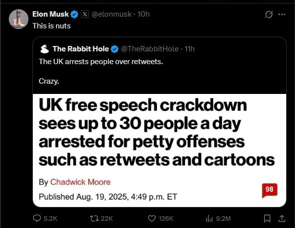Musk wrote: "This is nuts."