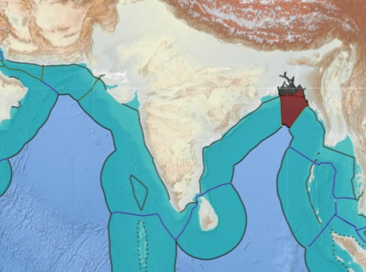 A map showing the maritime boundaries of India, Bangladesh, Pakistan and Sri Lanka in the northern Indian Ocean. Map not to scale.