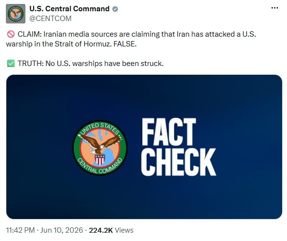 US Central Command (CENTCOM) dismissed Iran