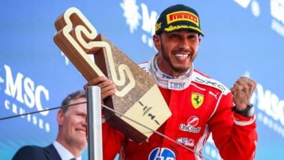 Lewis Hamilton Reacts After Securing First Formula 1 Victory With Ferrari at Barcelona GP Lewis Hamilton Reacts After Securing First Formula 1 Victory With Ferrari at Barcelona GP