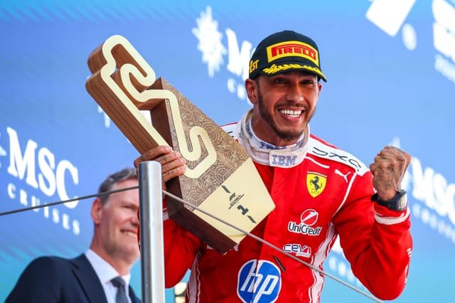 Lewis Hamilton Reacts After Securing First Formula 1 Victory With Ferrari at Barcelona GP