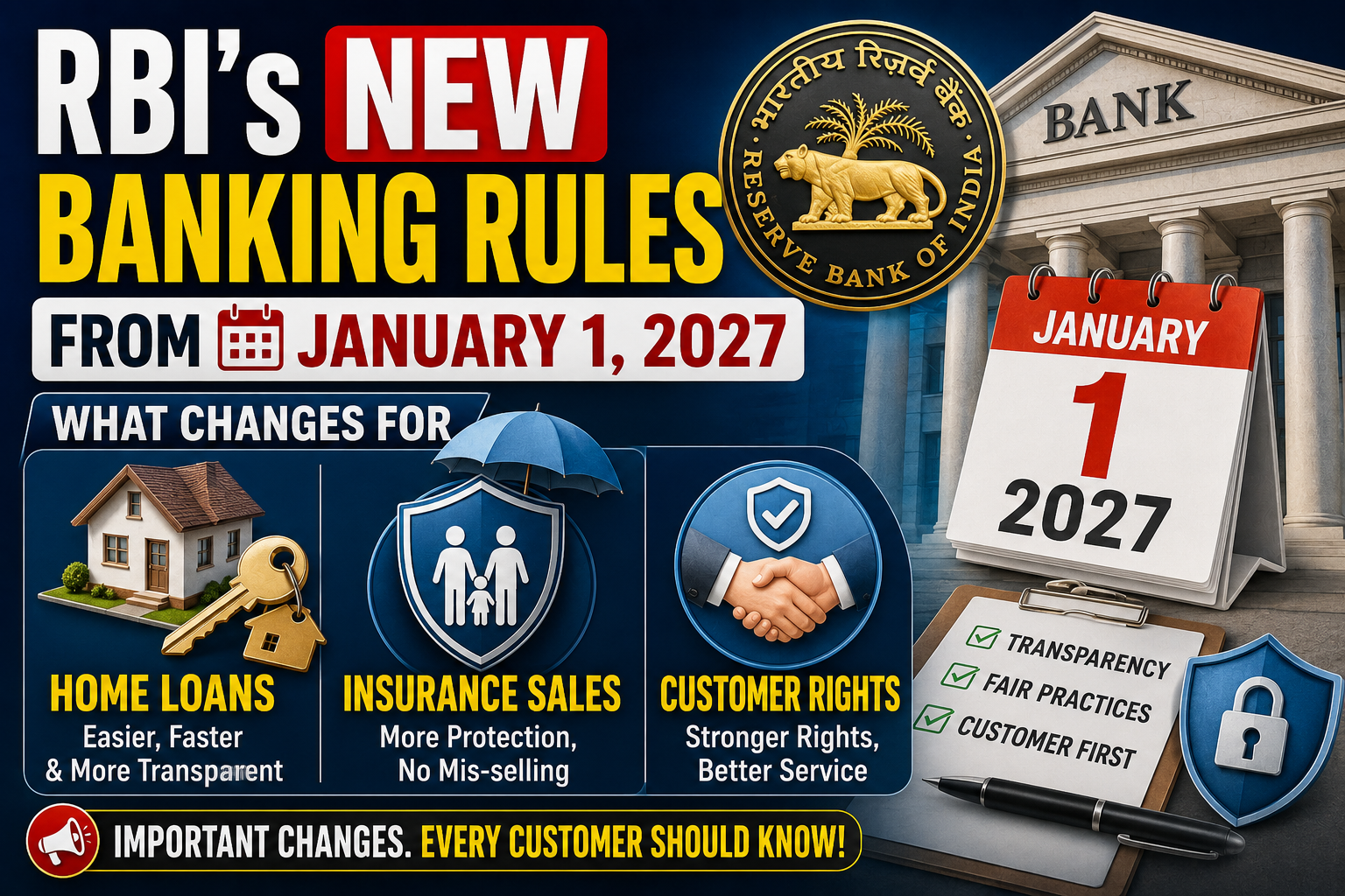 RBI's New Banking Rules From January 1 2027: What Changes for Home Loans, Insurance Sales and Customer Rights