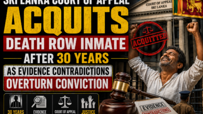 Sri Lanka Court of Appeal Acquits Death Row Inmate After 30 Years as Evidence Contradictions Overturn Conviction Sri Lanka Court of Appeal Acquits Death Row Inmate After 30 Years as Evidence Contradictions Overturn Conviction