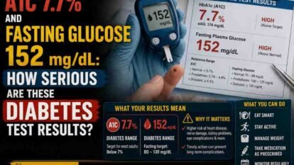 A1C 7.7% and Fasting Glucose 152 mg/dL: How Serious Are These Diabetes Test Results? A1C 7.7% and Fasting Glucose 152 mg/dL: How Serious Are These Diabetes Test Results?