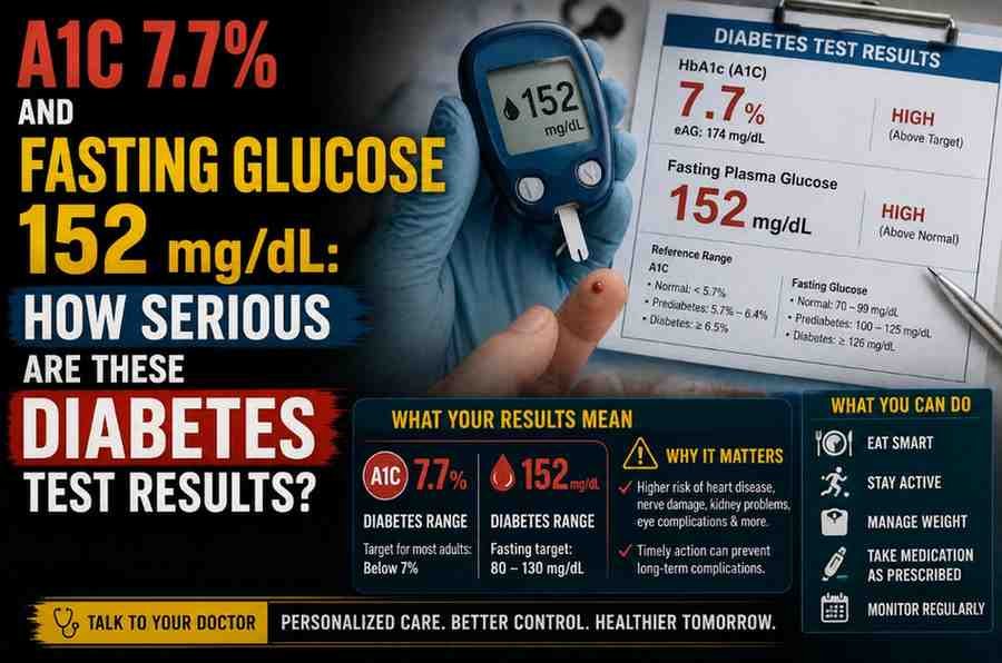A1C 7.7% and Fasting Glucose 152 mg/dL: How Serious Are These Diabetes Test Results?