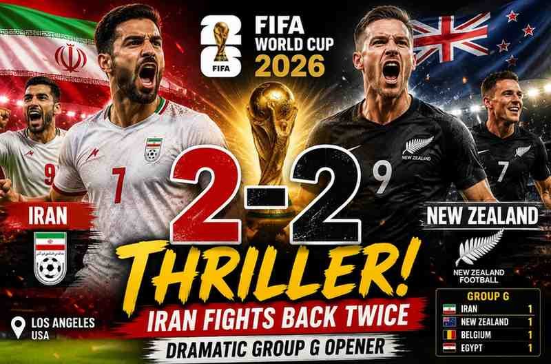 FIFA World Cup 2026: Iran Fights Back Twice to Hold New Zealand 2-2 in Dramatic Group G Opener