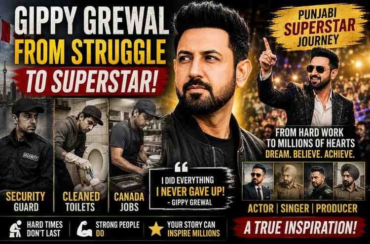 Gippy Grewal struggle story, Gippy Grewal Canada jobs, Gippy Grewal security guard, Gippy Grewal cleaned toilets, Punjabi superstar journey