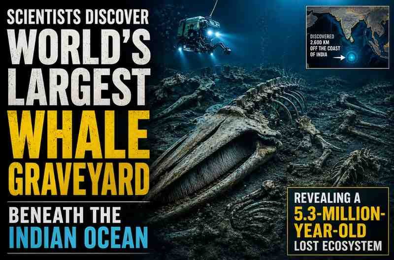 Scientists Discover World’s Largest Whale Graveyard Beneath the Indian Ocean, Revealing a 5.3-Million-Year-Old Lost Ecosystem