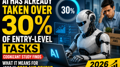 AI Has Already Taken Over 30% of Entry-Level Tasks, Cognizant Study Finds: What It Means for Jobs in 2026 and Beyond AI Has Already Taken Over 30% of Entry-Level Tasks, Cognizant Study Finds: What It Means for Jobs in 2026 and Beyond