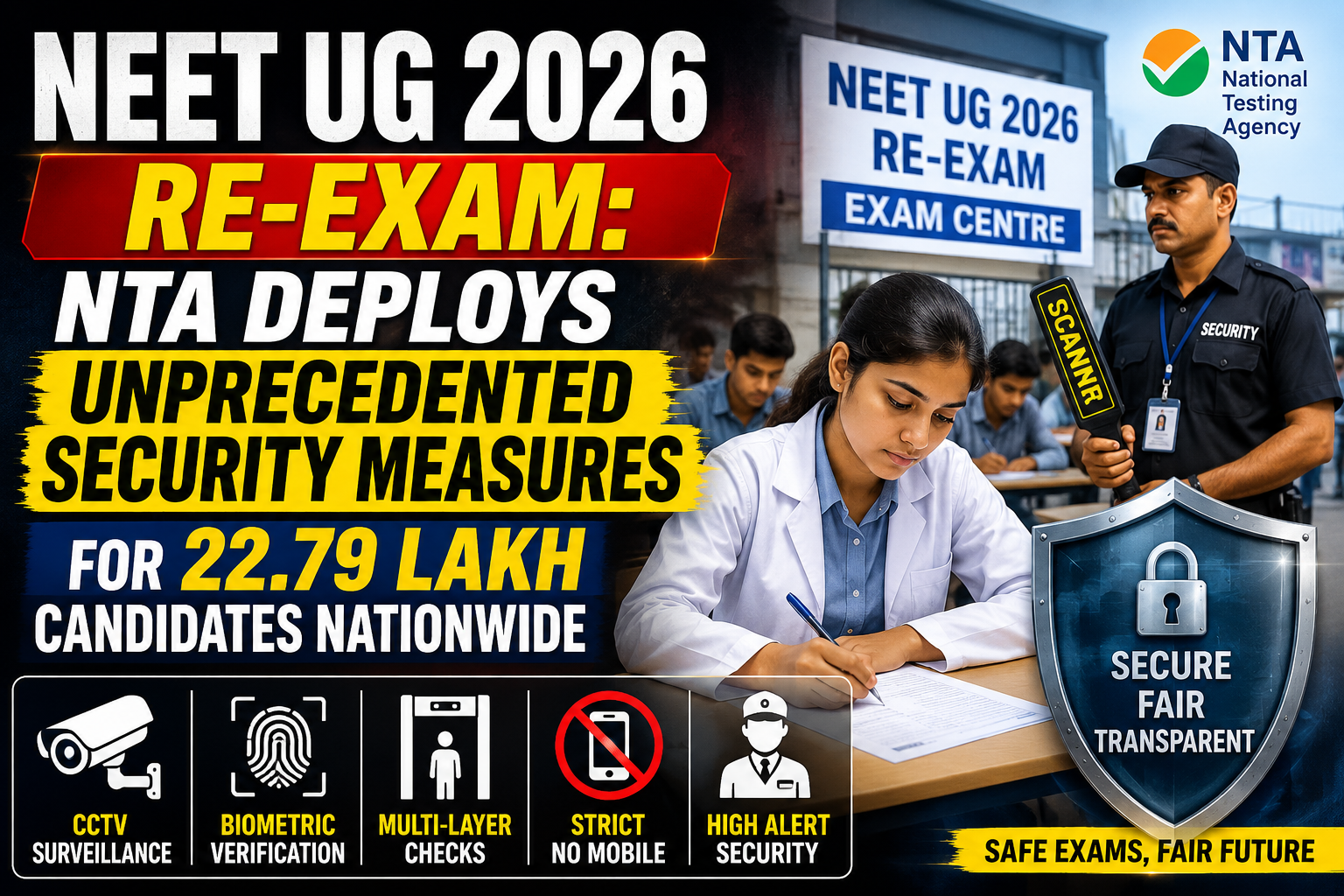 NEET UG 2026 Re-Exam: NTA Deploys Unprecedented Security Measures for 22.79 Lakh Candidates Nationwide