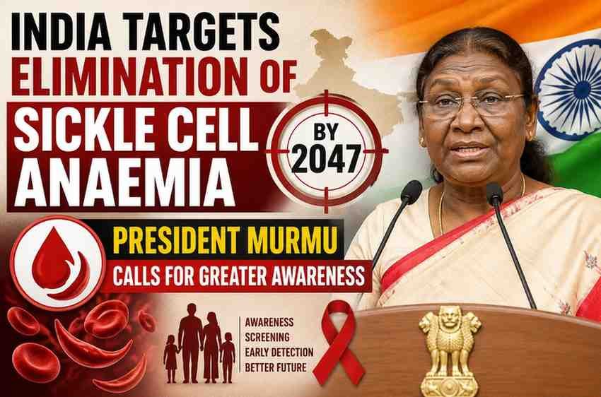 India Targets Elimination of Sickle Cell Anaemia by 2047, President Murmu Calls for Greater Awareness