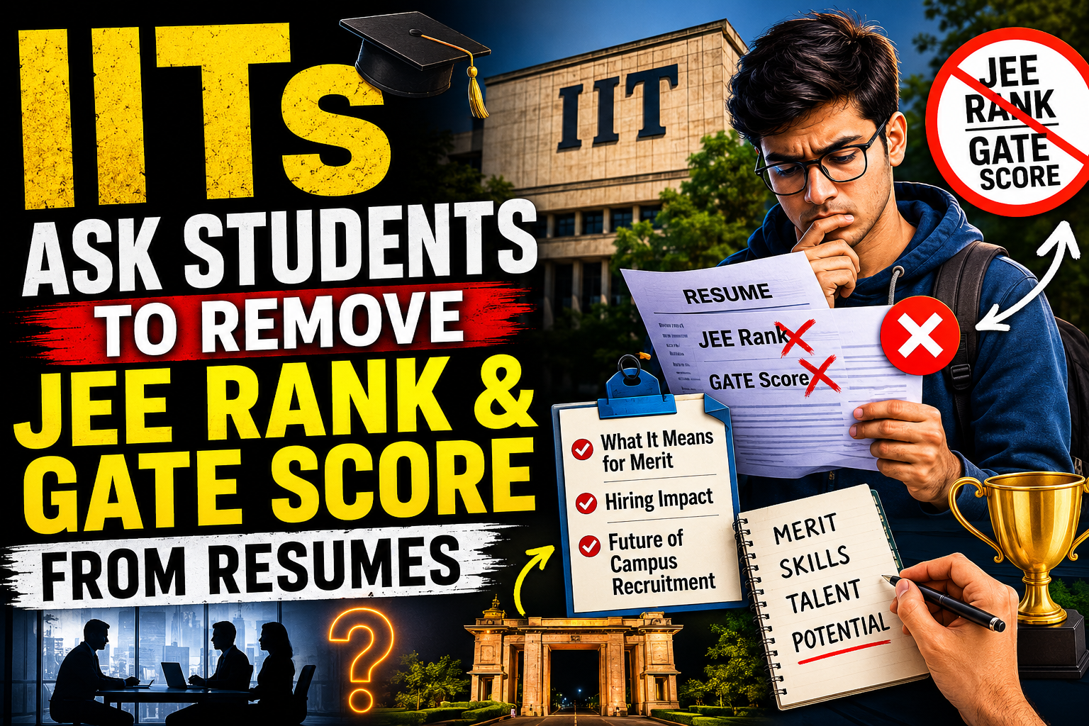 IITs Ask Students to Remove JEE Rank and GATE Score from Placement Resumes: What It Means for Merit, Hiring, and the Future of Campus Recruitment