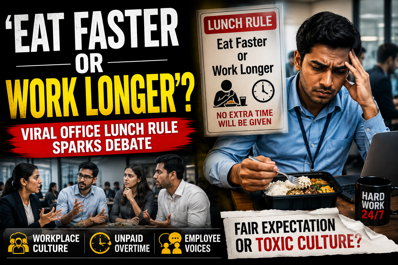 'Eat Faster or Work Longer'? Viral Office Lunch Rule Sparks Debate Over Workplace Culture and Unpaid Overtime