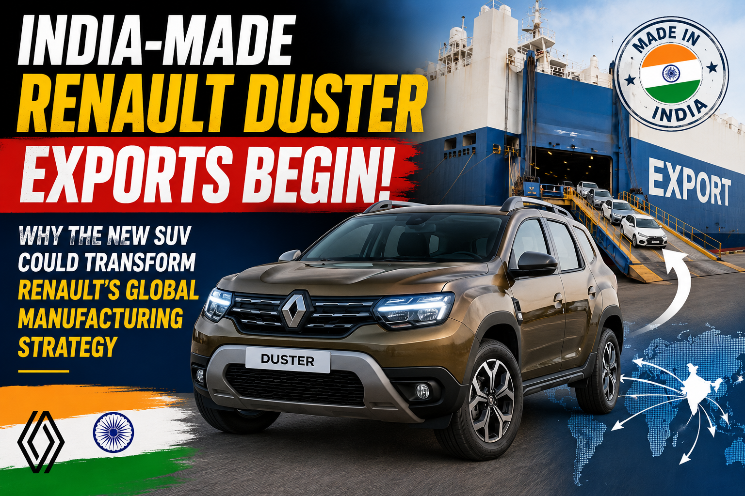 India-Made Renault Duster Exports Begin: First 750 SUVs Shipped to South Africa from Chennai