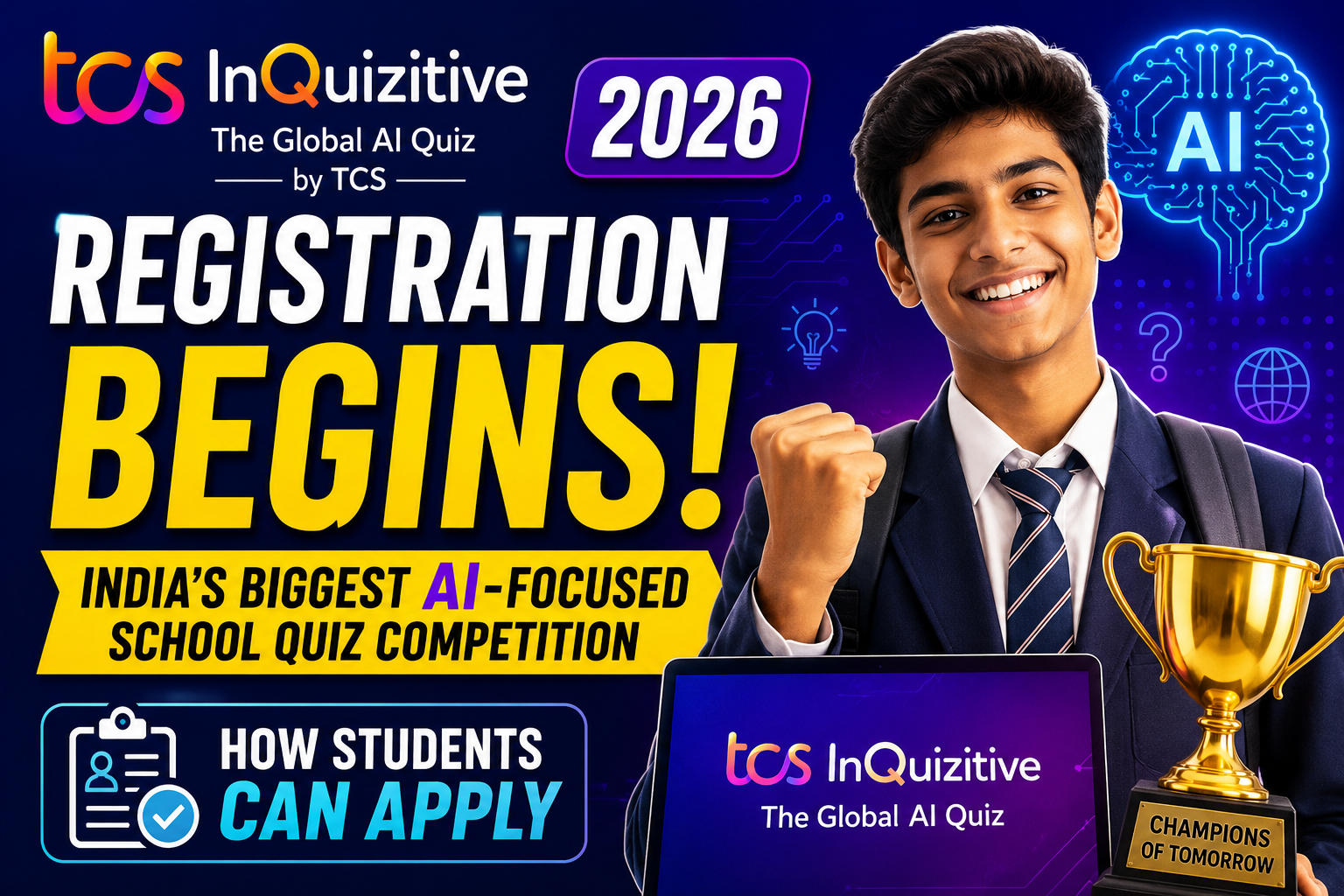 TCS InQuizitive 2026 Registration Begins: How Students Can Apply for India’s Biggest AI-Focused School Quiz Competition