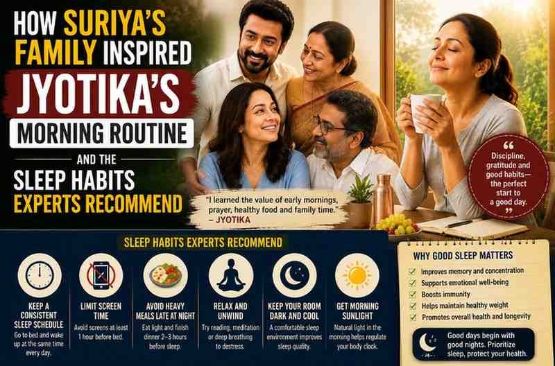 How Suriya's Family Inspired Jyotika's Morning Routine and the Sleep Habits Experts Recommend