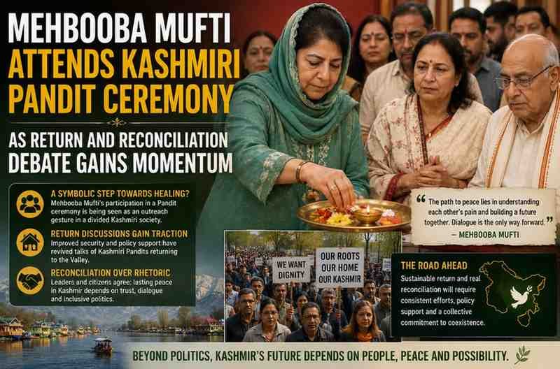 Mehbooba Mufti Attends Kashmiri Pandit Ceremony as Return and Reconciliation Debate Gains Momentum