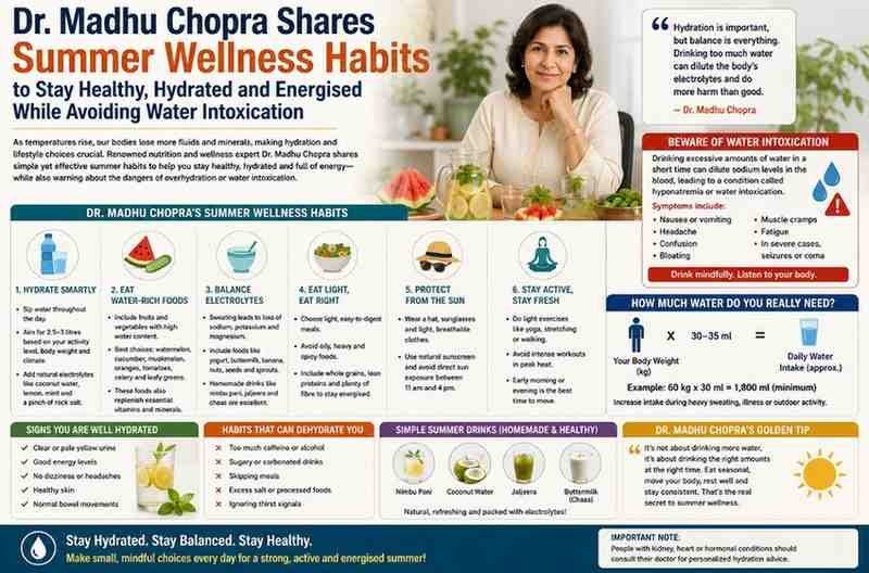 Dr. Madhu Chopra Shares Summer Wellness Habits to Stay Healthy, Hydrated and Energised While Avoiding Water Intoxication