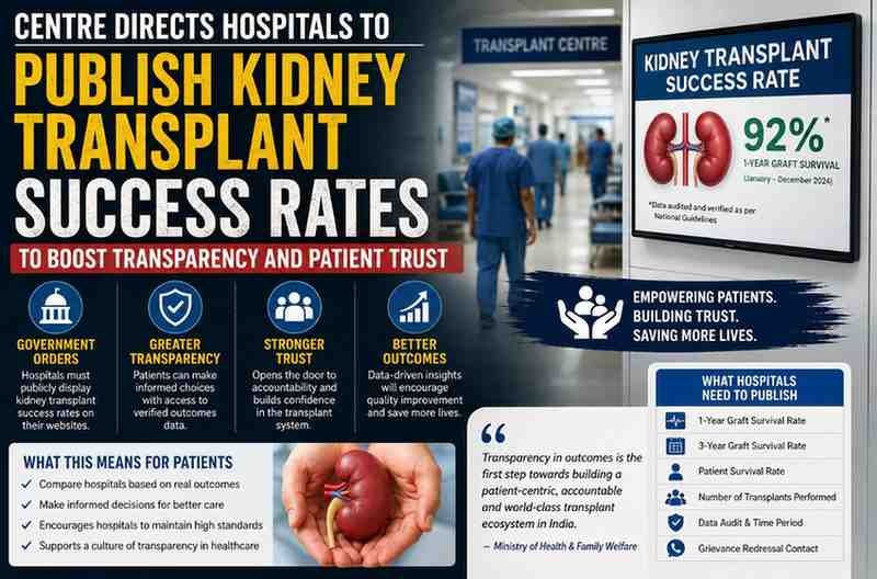 Centre Directs Hospitals to Publish Kidney Transplant Success Rates to Boost Transparency and Patient Trust