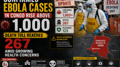 Confirmed Ebola Cases in Congo Rise Above 1,000; Death Toll Reaches 267 Amid Growing Health Concerns