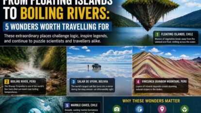 natural wonders, floating islands, boiling river, Salar de Uyuni, unique travel destinations