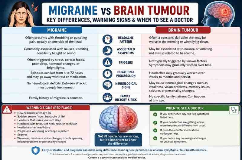 Migraine vs Brain Tumour: Key Differences, Warning Signs & When to See a Doctor